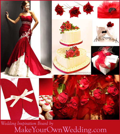 Ideas for red wedding themes with roses invites cakes jewellery ideas 